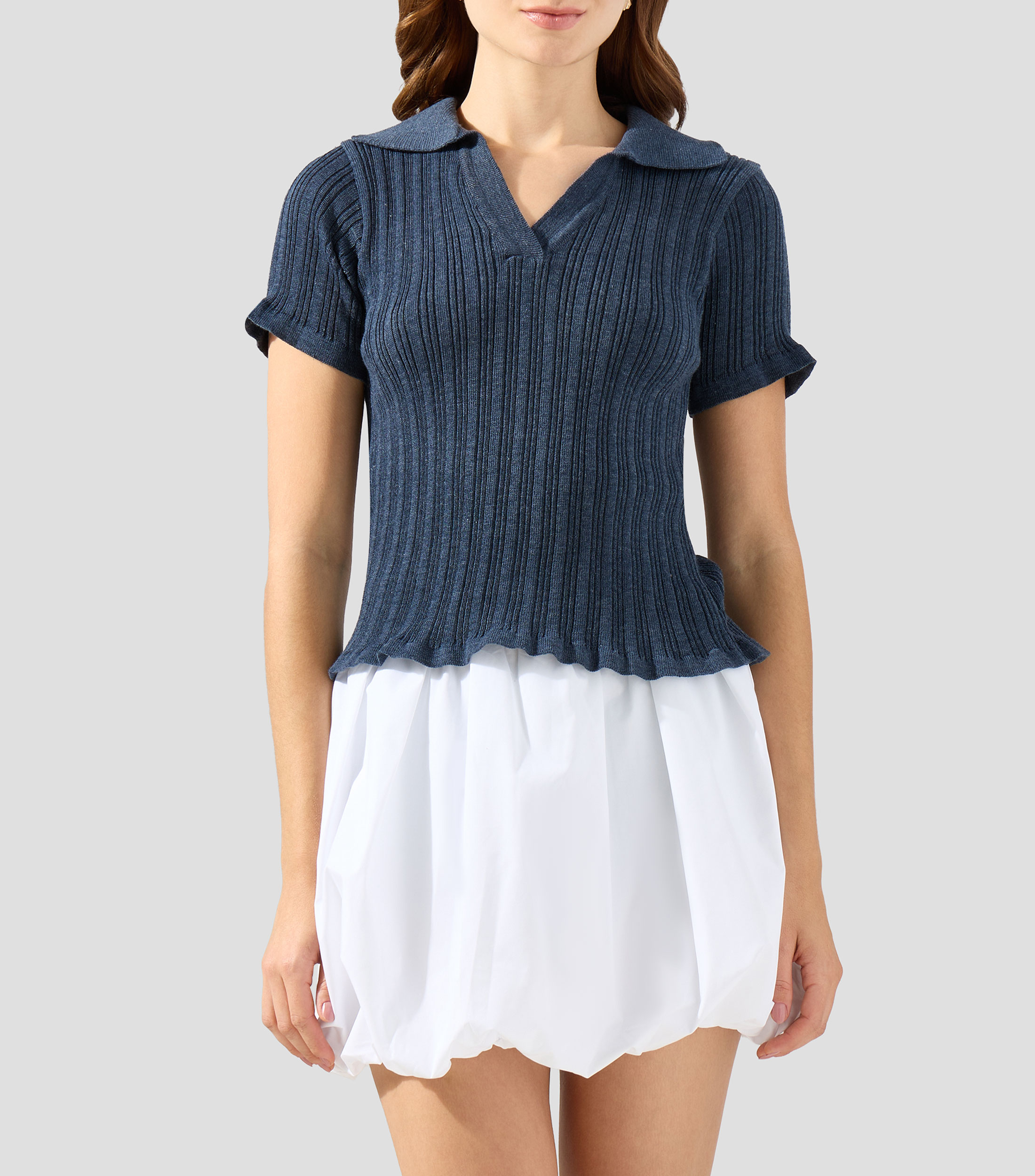 Playera Tipo Polo Manga Corta Lisa Mujer